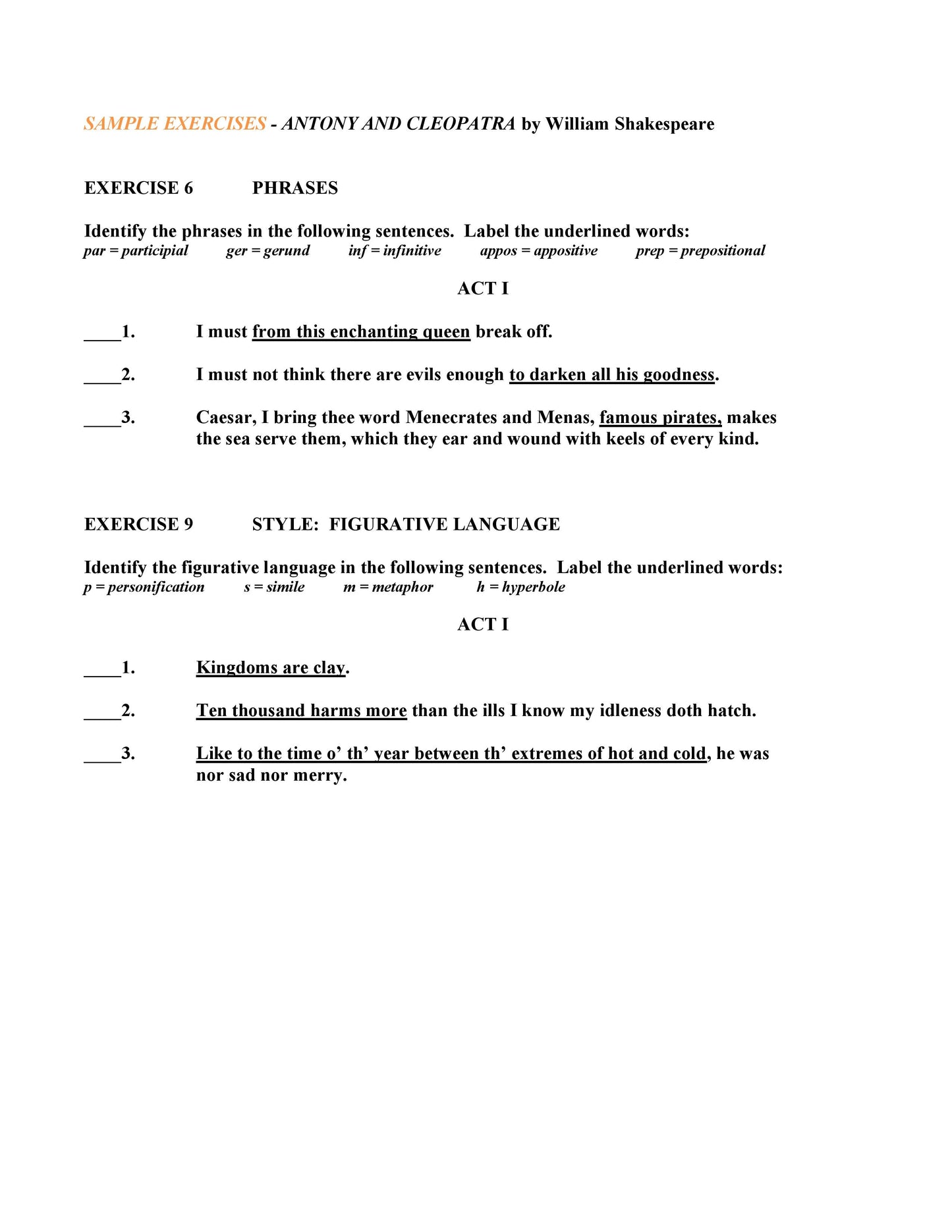 Antony and Cleopatra by William Shakespeare