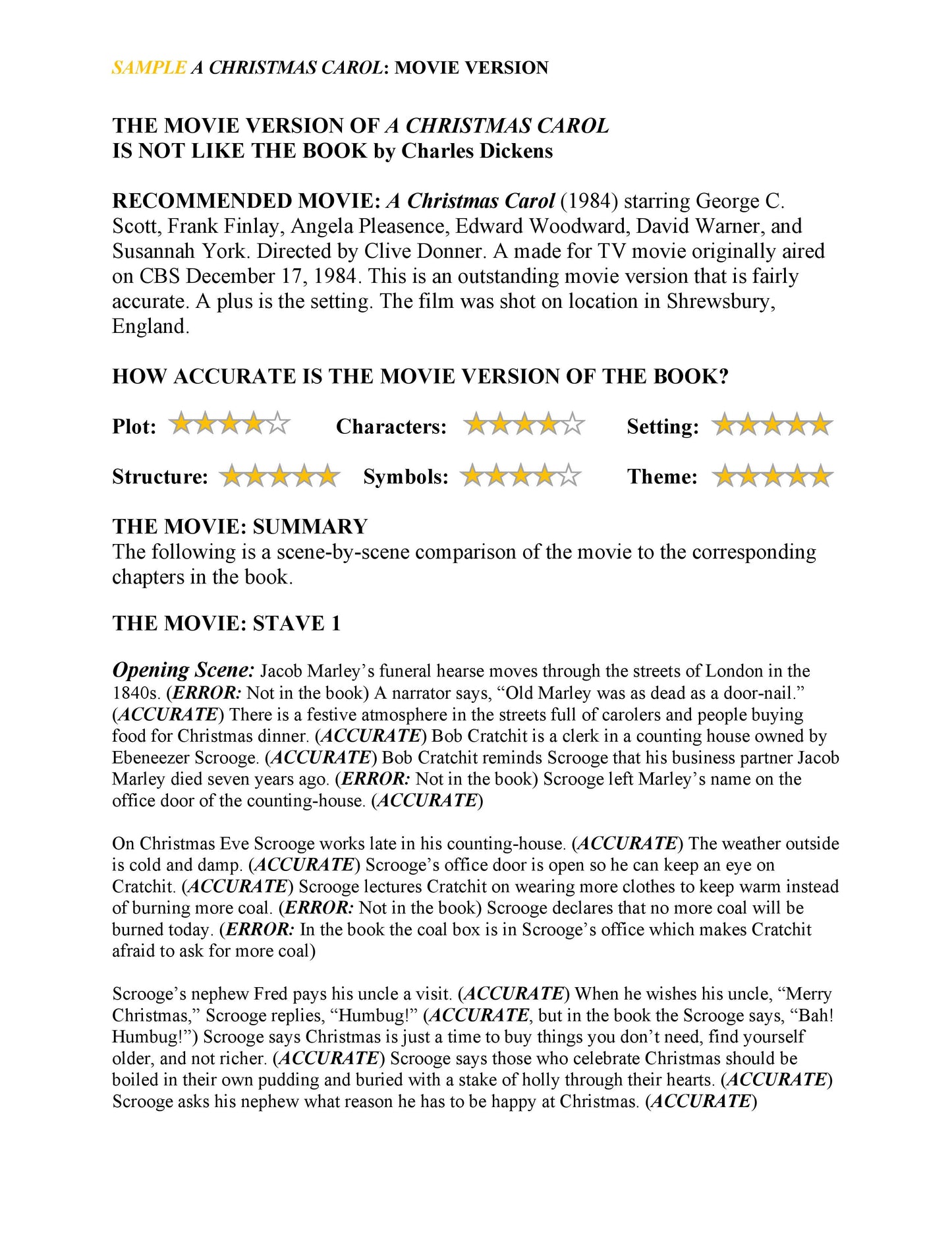 A Christmas Carol: Movie Version
