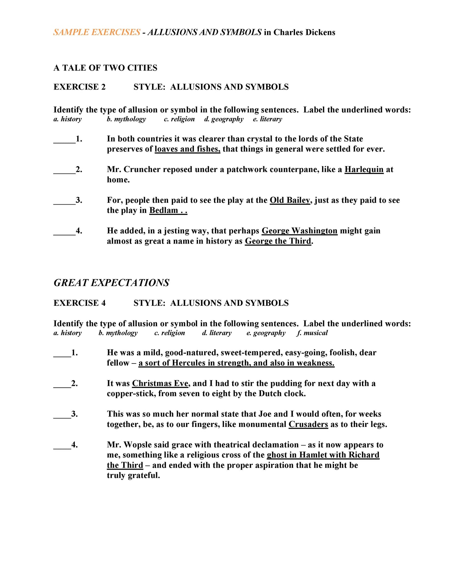Allusions and Symbols in Dickens
