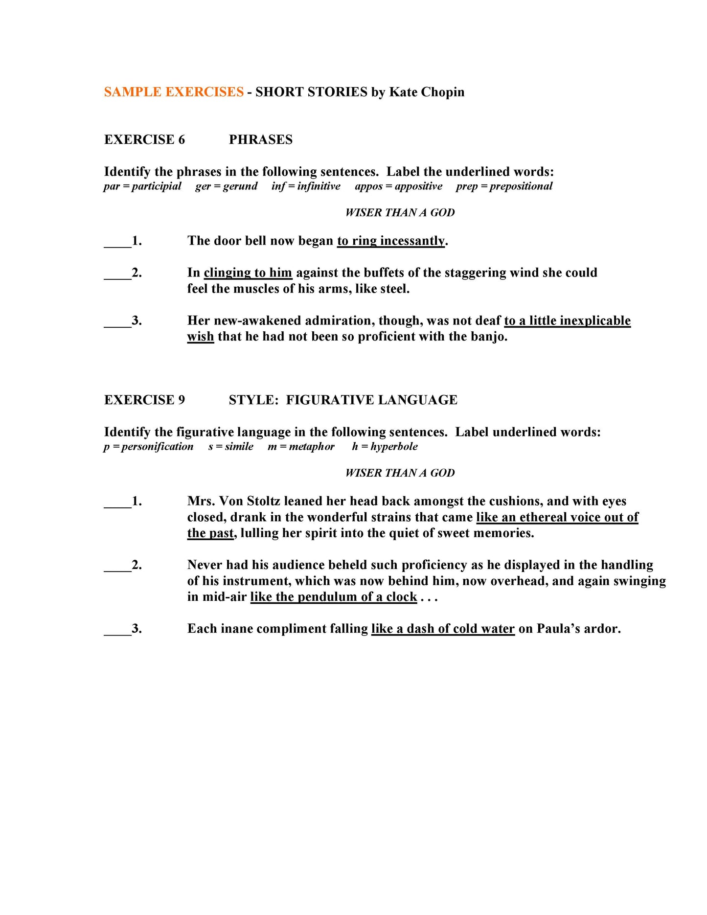 Chopin Short Stories by Kate Chopin