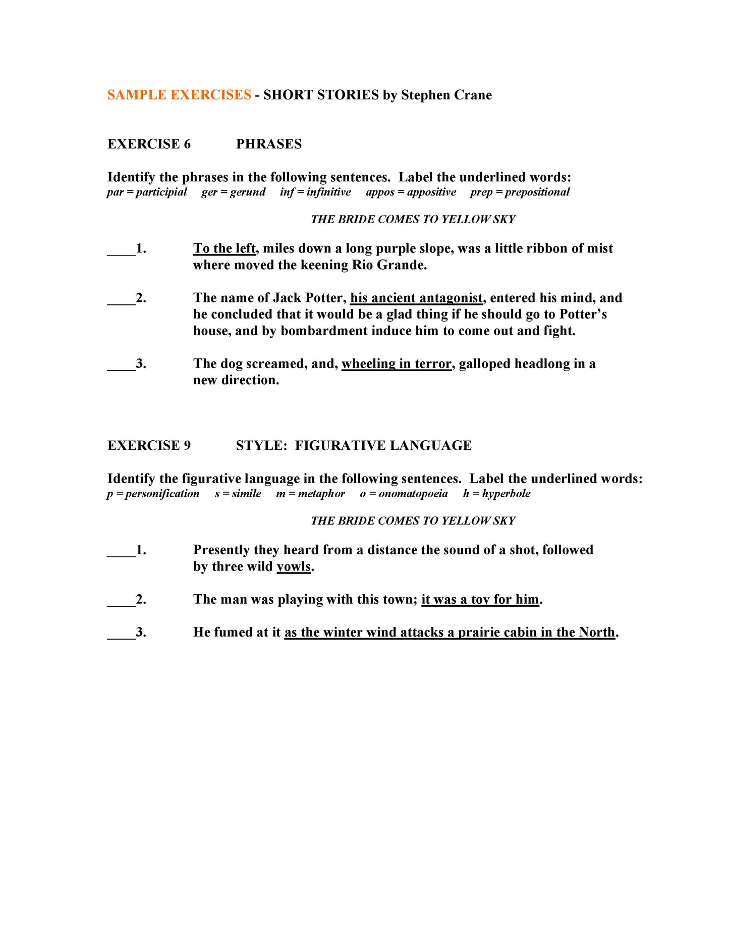 Crane Short Stories by Stephen Crane