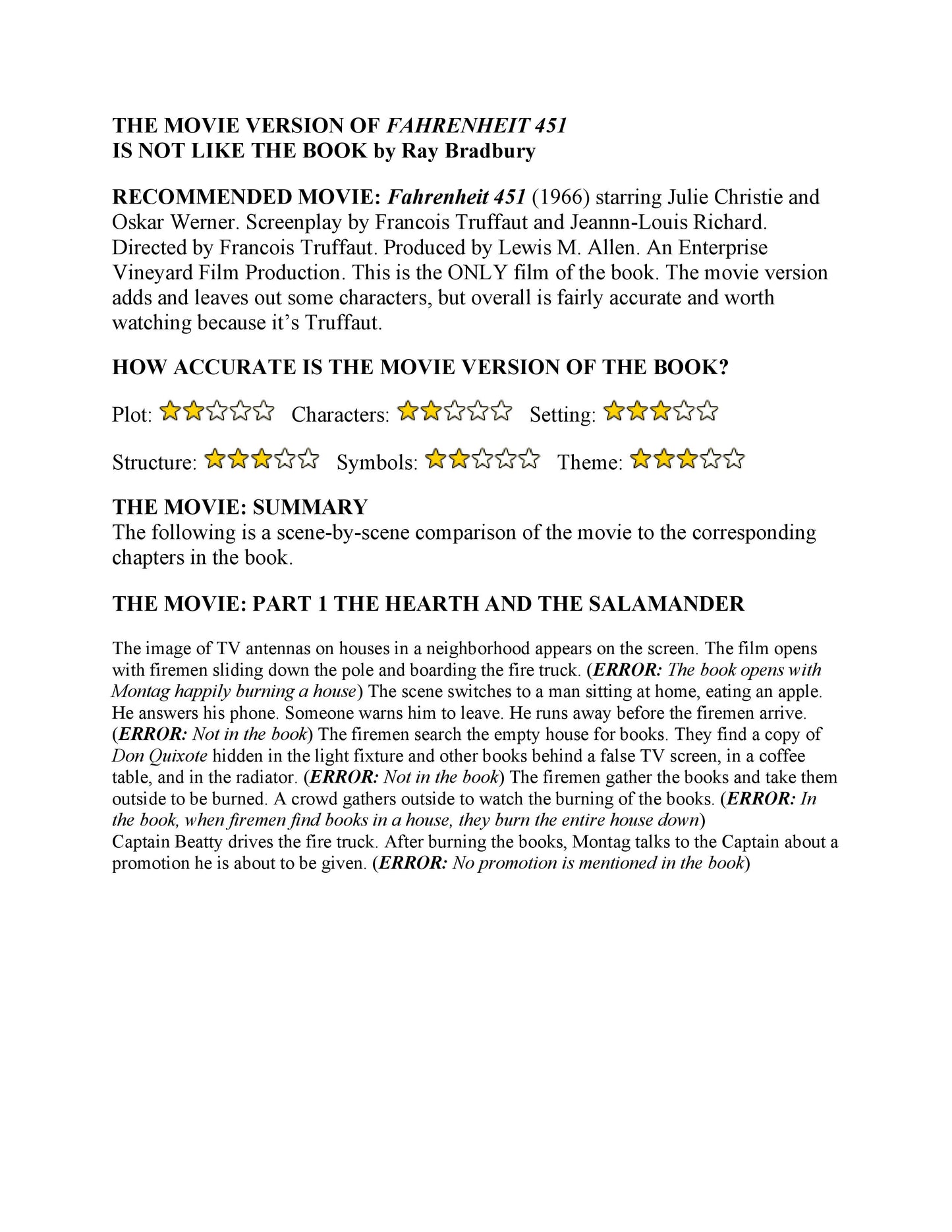 Fahrenheit 451: Movie Version