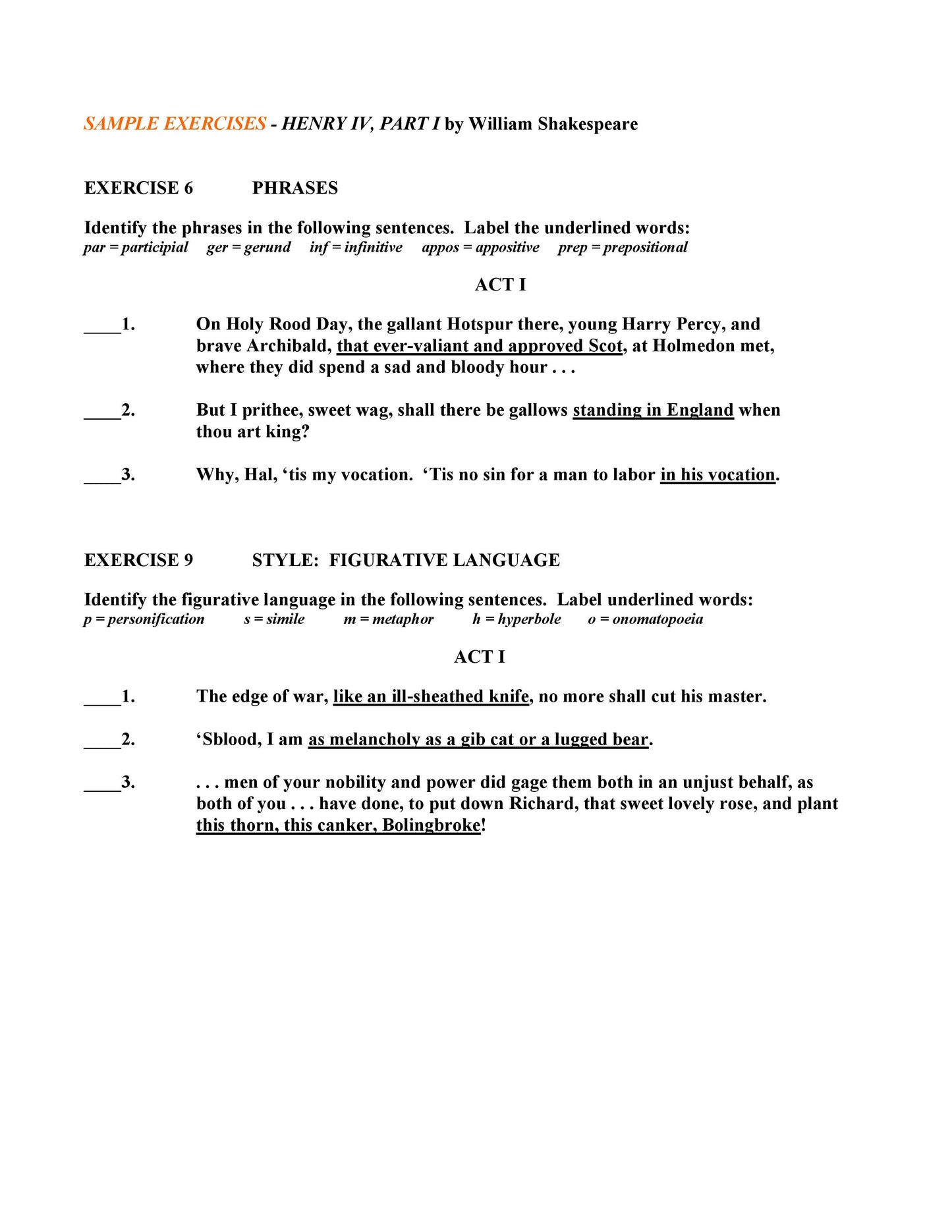 Henry IV, Part I by William Shakespeare