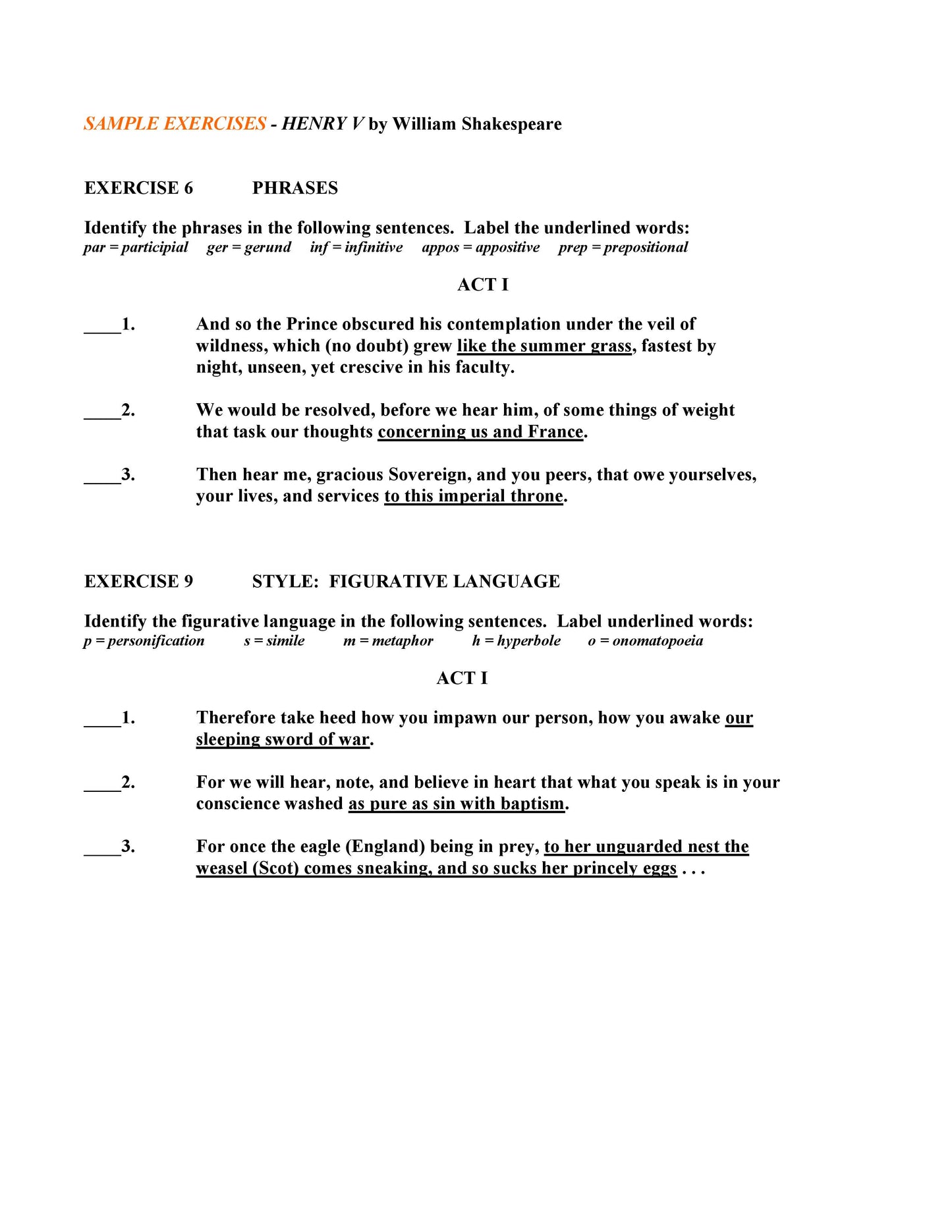 Henry V by William Shakespeare