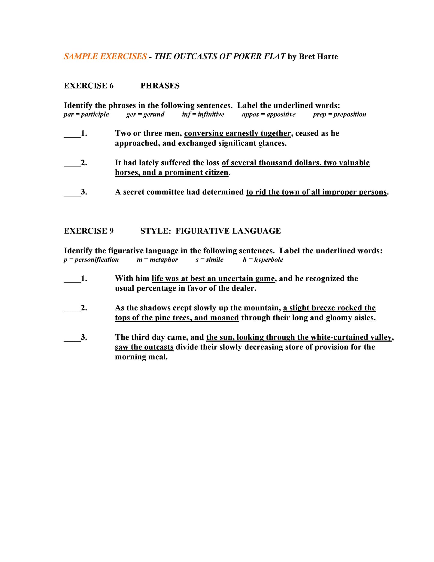 The Outcasts of Poker Flat by Bret Harte