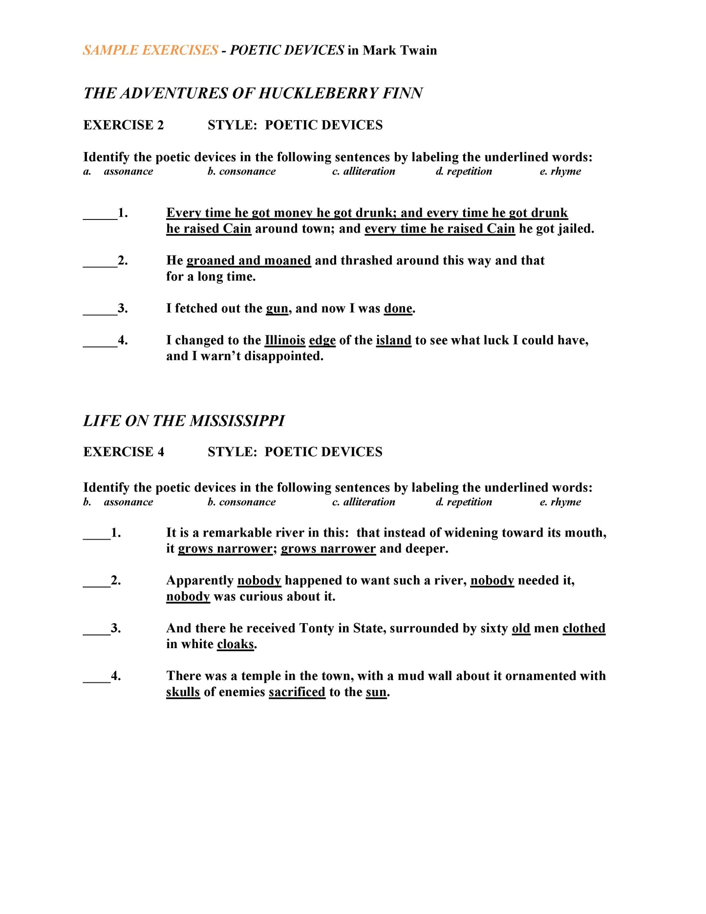 Poetic Devices in Twain