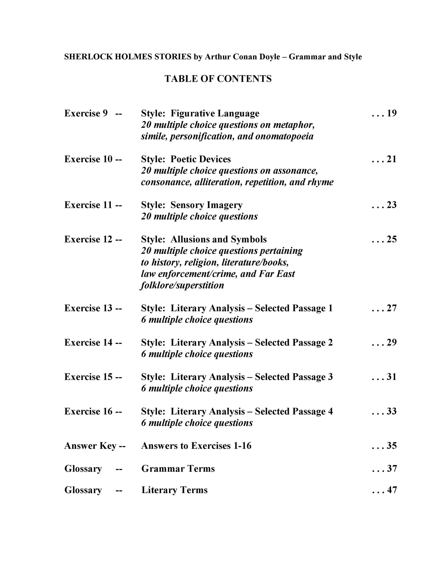 Sherlock Holmes Stories by Arthur C. Doyle
