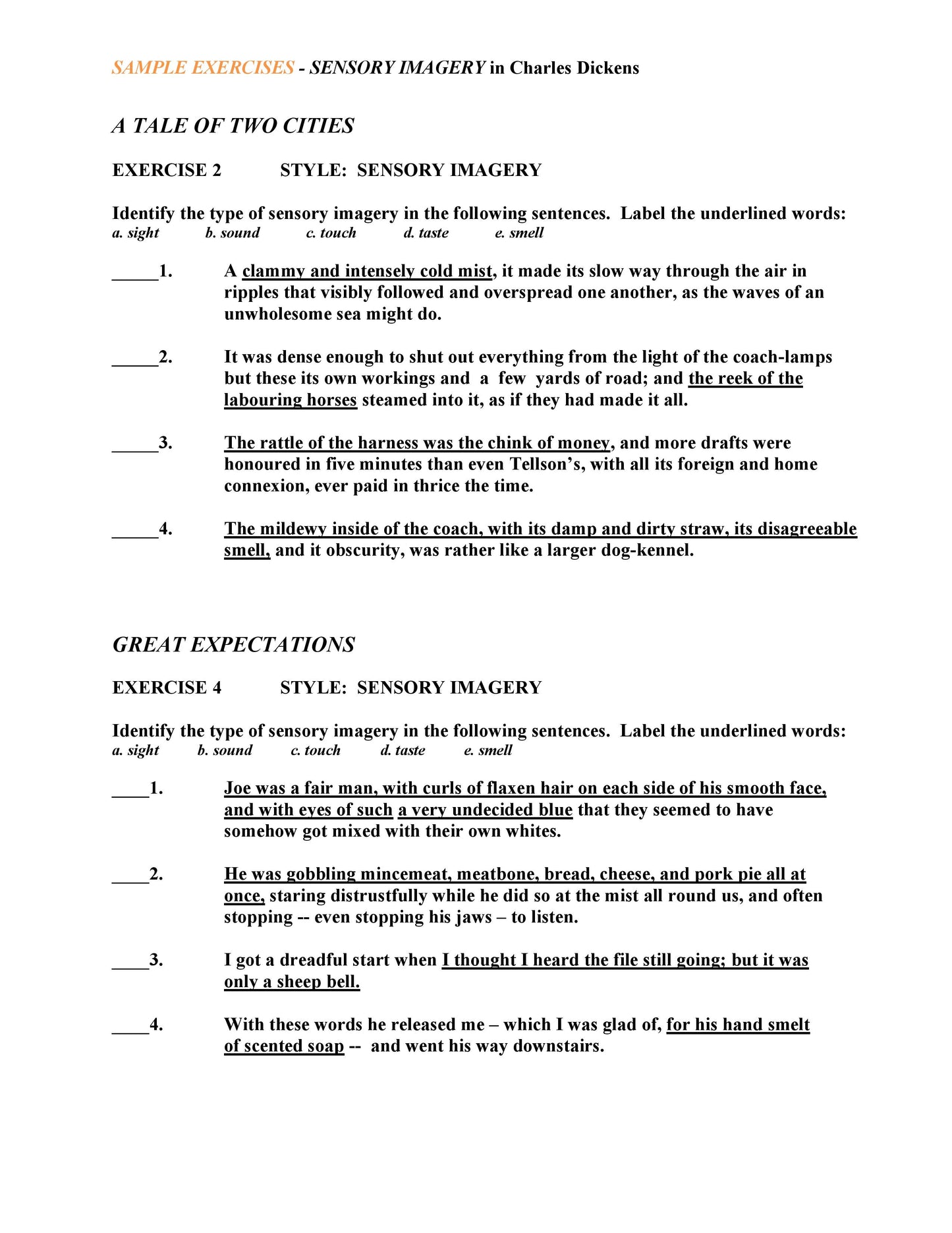 Sensory Imagery in Dickens