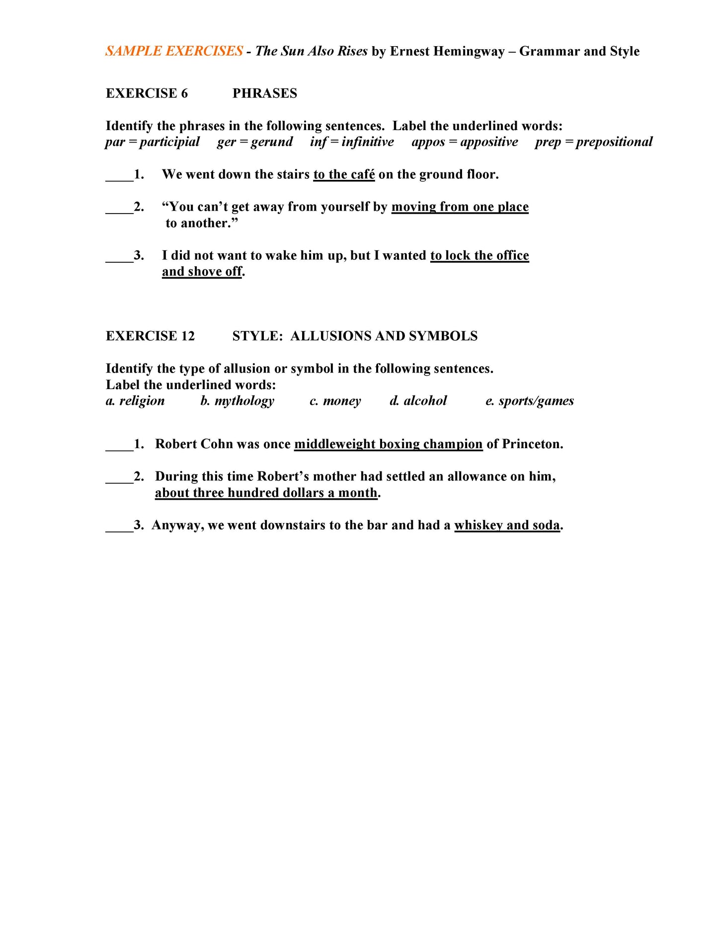 The Sun Also Rises by Ernest Hemingway