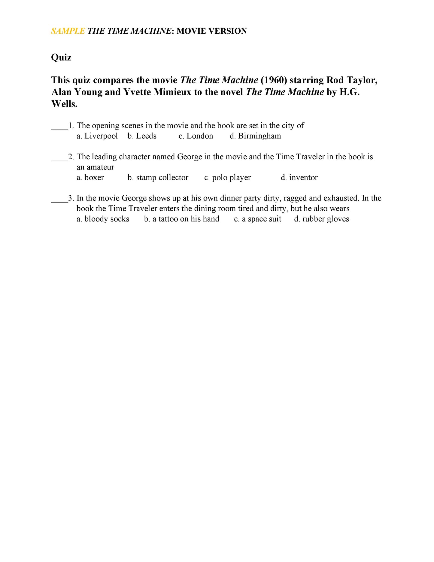 The Time Machine: Movie Version