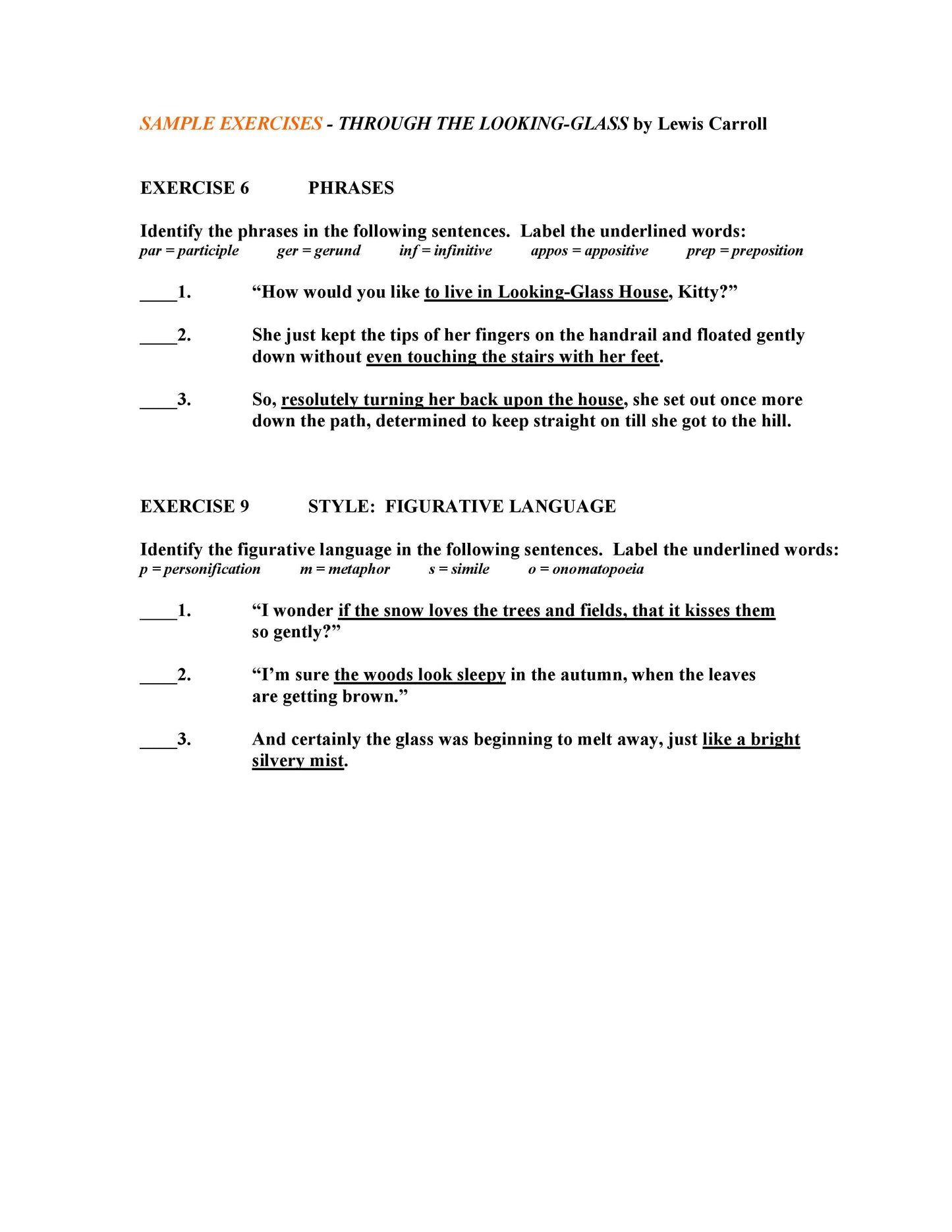 Through the Looking Glass by Lewis Carroll