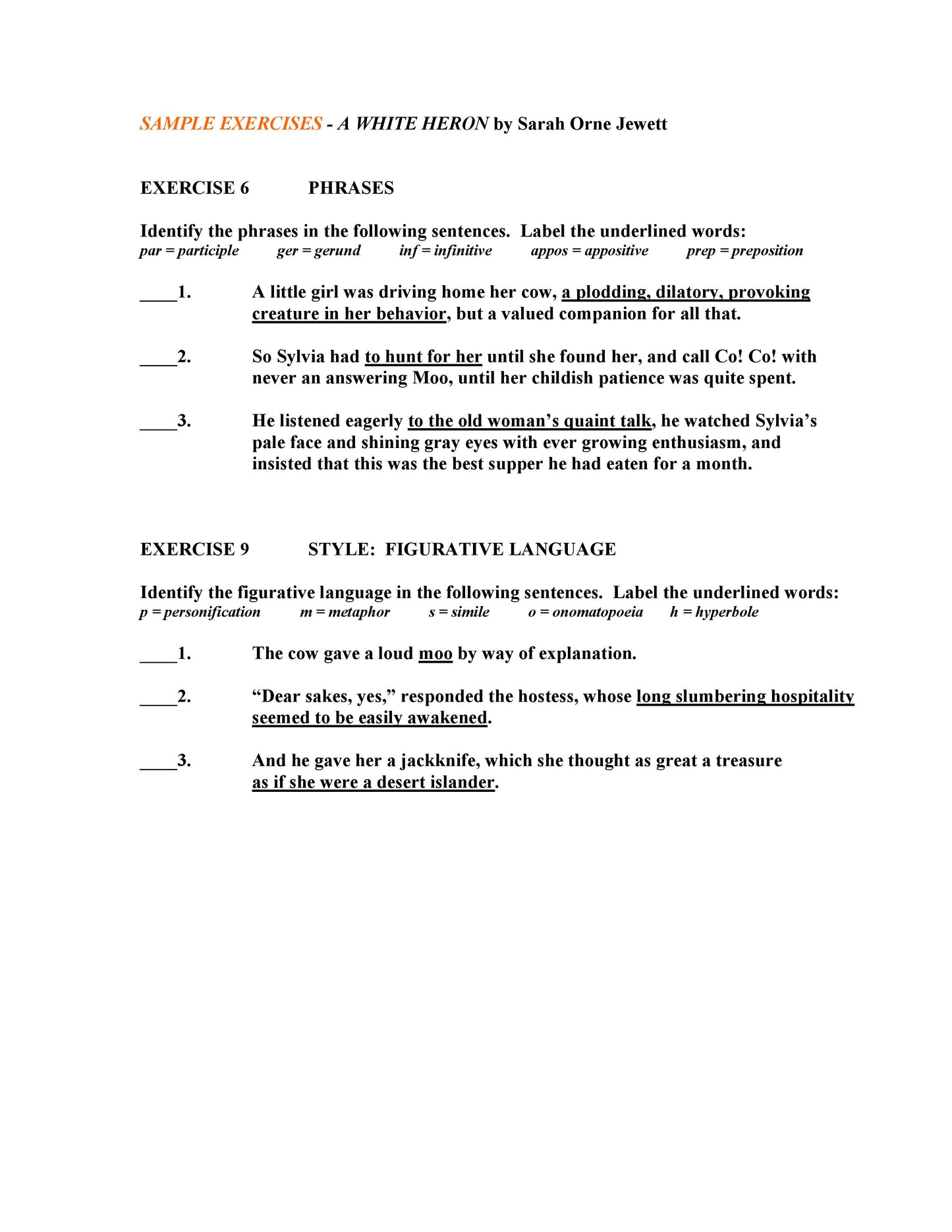 A White Heron by Sarah Orne Jewett